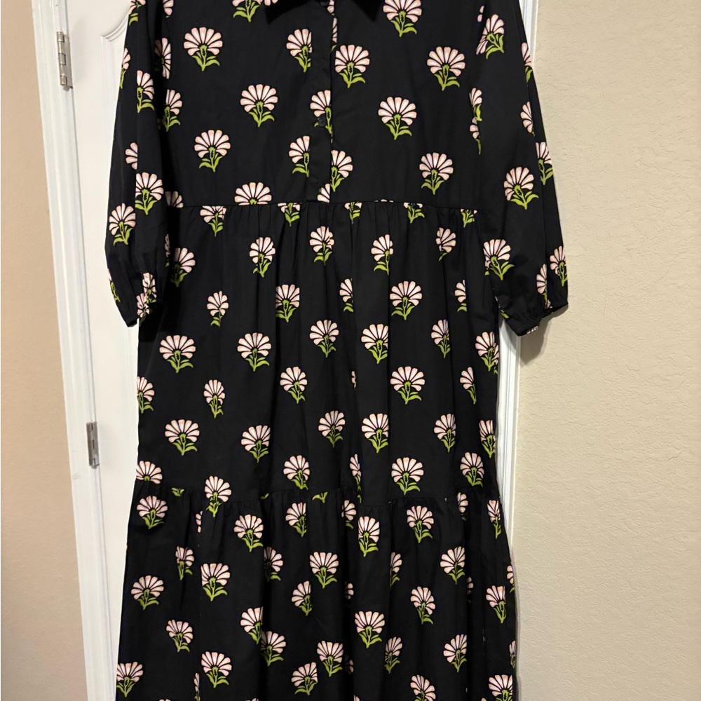 Anthropologie Maeve Black Floral Dress